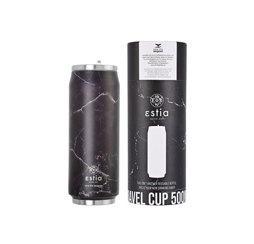 Ποτήρι Θερμός 500ml Estia Save The Aegean Pentelica Black 01-16760