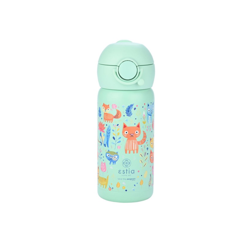 Παιδικό Παγούρι Θερμός 350ml Estia Save The Aegean Wonder Bottle Feline Foliage 01-23461