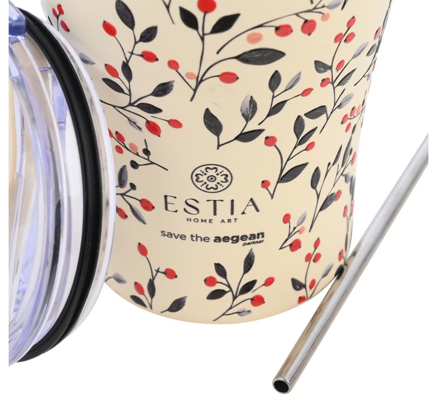 Ποτήρι Θερμός 350ml Estia Save The Aegean Bloom Beige 01-31701 Ποτήρι Θερμός 350ml Estia Save The Aegean Bloom Beige 01-31701