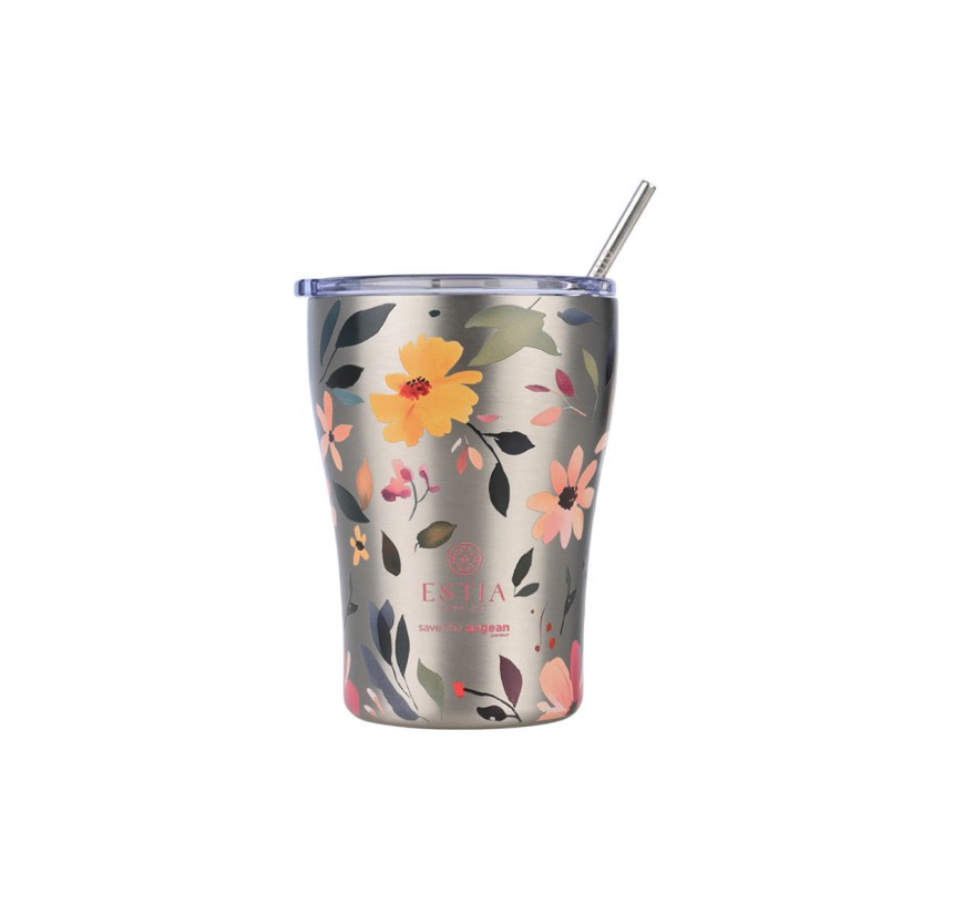 Ποτήρι Θερμός 350ml Estia Save The Aegean Silver Botanic 01-31787 Ποτήρι Θερμός 350ml Estia Save The Aegean Silver Botanic 01-31787