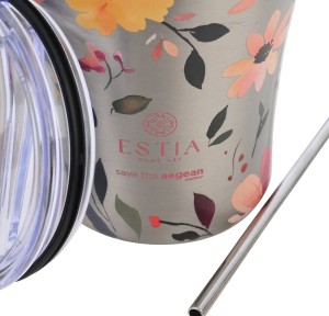 Ποτήρι Θερμός 350ml Estia Save The Aegean Silver Botanic 01-31787 Ποτήρι Θερμός 350ml Estia Save The Aegean Silver Botanic 01-31787