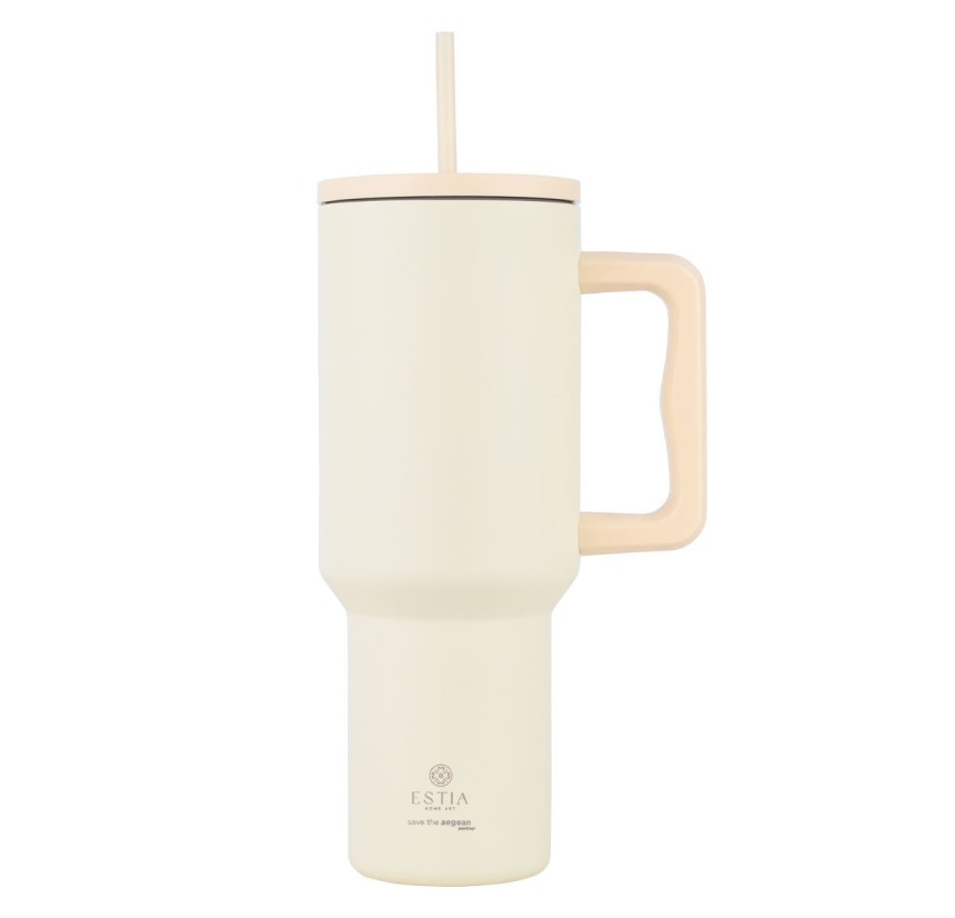 Θερμός Straw Tumbler XL 1200ml Estia Save The Aegean Lily White 01-32197 Θερμός Straw Tumbler XL 1200ml Estia Save The Aegean Lily White 01-32197