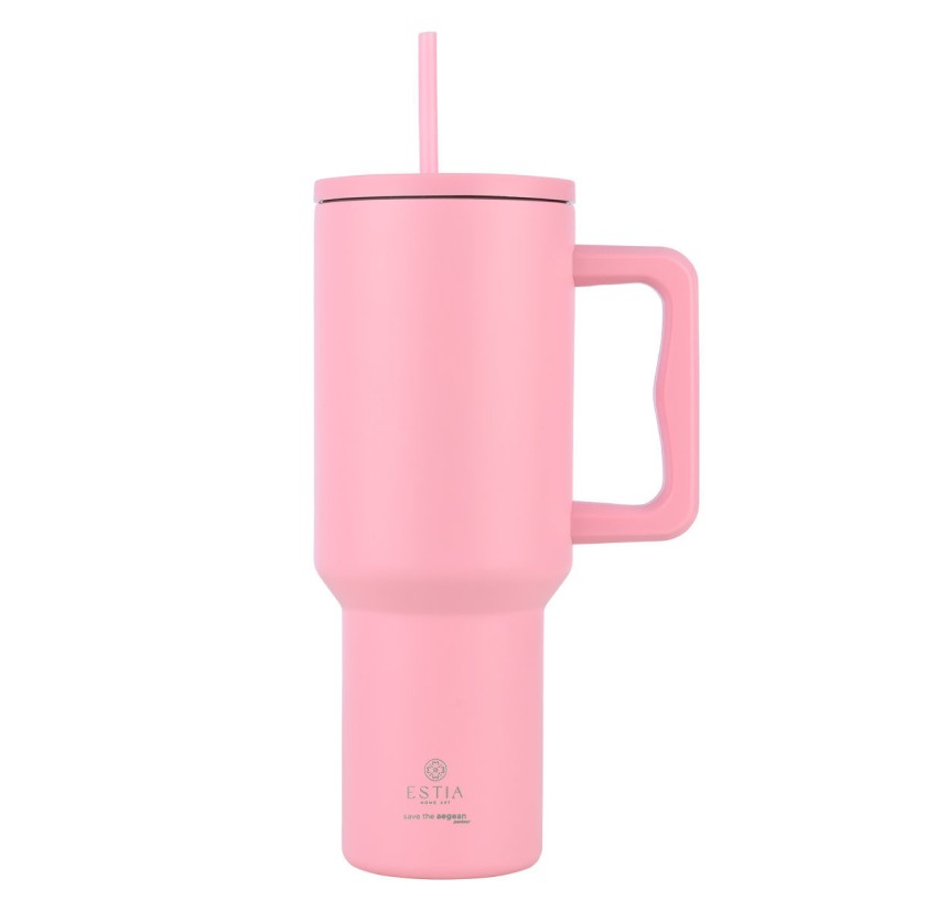 Θερμός Straw Tumbler XL 1200ml Estia Save The Aegean Blossom Rose 01-32210 Θερμός Straw Tumbler XL 1200ml Estia Save The Aegean Blossom Rose 01-32210