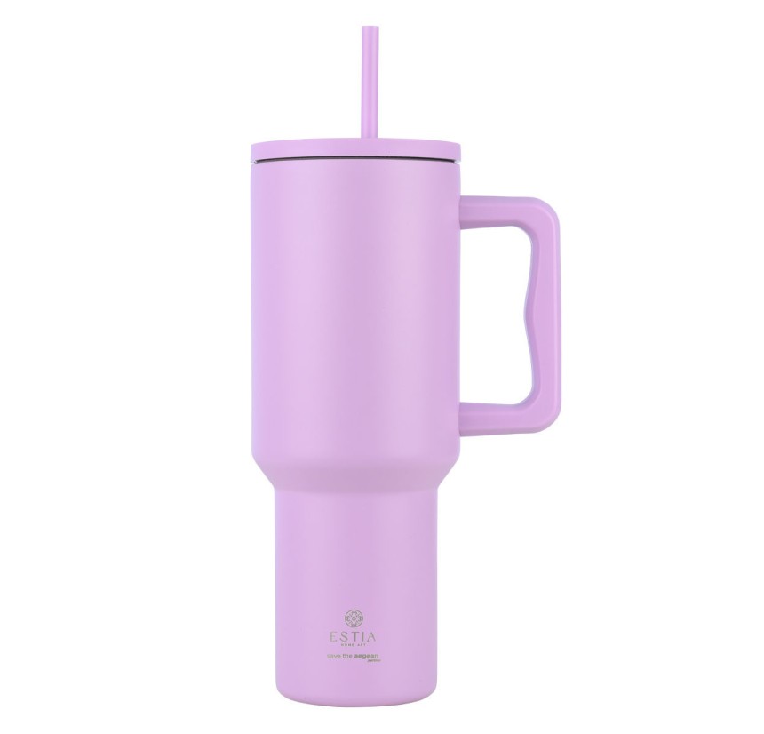 Θερμός Straw Tumbler XL 1200ml Estia Save The Aegean Lavender 01-32227 Θερμός Straw Tumbler XL 1200ml Estia Save The Aegean Lavender 01-32227
