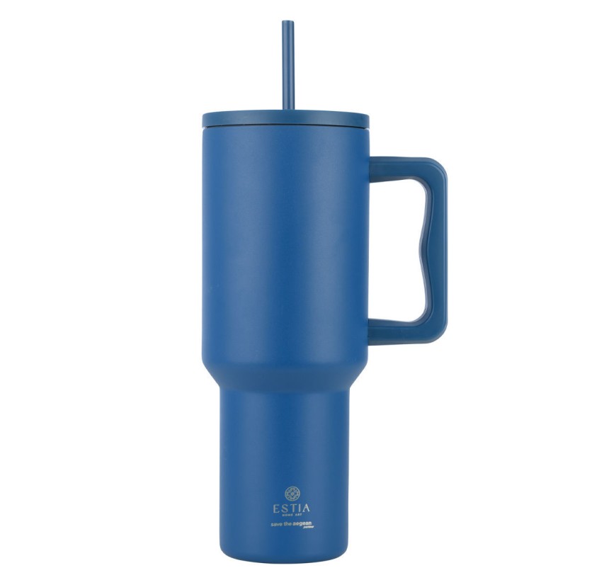 Θερμός Straw Tumbler XL 1200ml Estia Save The Aegean Denim Blue 01-32234 Θερμός Straw Tumbler XL 1200ml Estia Save The Aegean Denim Blue 01-32234