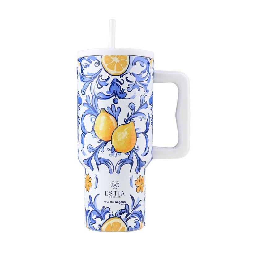 Θερμός Straw Tumbler XL 900ml Estia Save The Aegean Amalfi Coast 01-34832