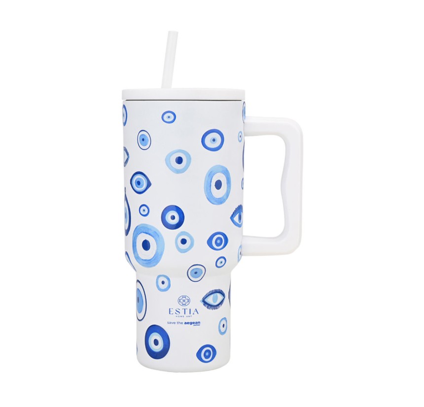 Θερμός Straw Tumbler XL 900ml Estia Save The Aegean Spirit Of Luck 01-35204 Θερμός Straw Tumbler XL 900ml Estia Save The Aegean Spirit Of Luck 01-35204