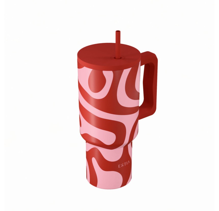 Θερμός Straw Tumbler XL 900ml Estia Save The Aegean Coral Waves 01-41588 Θερμός Straw Tumbler XL 900ml Estia Save The Aegean Coral Waves 01-41588