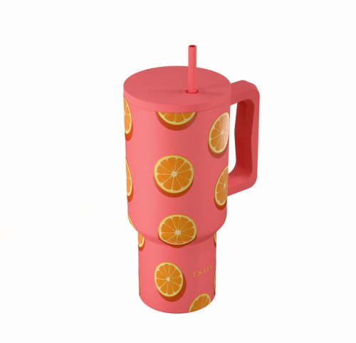 Θερμός Straw Tumbler XL 900ml Estia Save The Aegean Orange Pop 01-41595