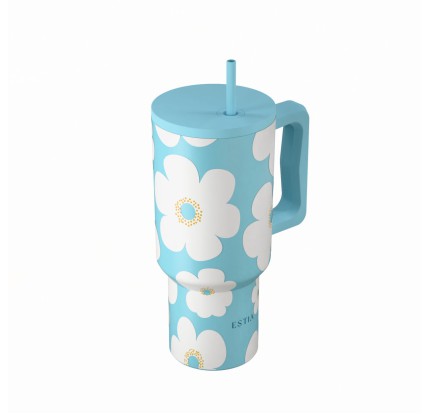 Θερμός Straw Tumbler XL 900ml Estia Save The Aegean Blue Daisy 01-41618