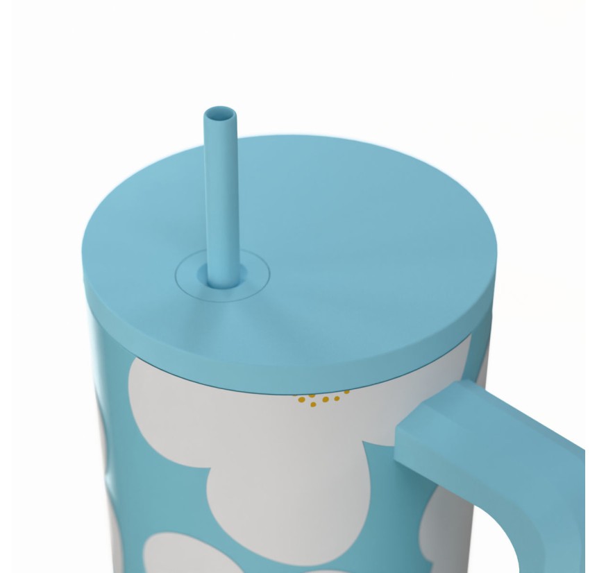 Θερμός Straw Tumbler XL 900ml Estia Save The Aegean Blue Daisy 01-41618