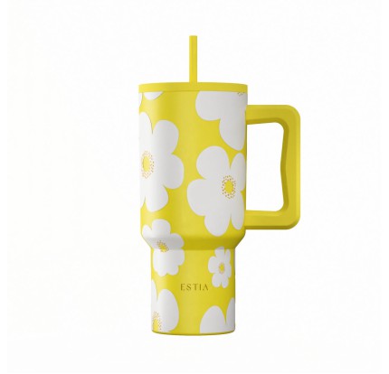 Θερμός Straw Tumbler XL 900ml Estia Save The Aegean Yellow Daisy 01-41625