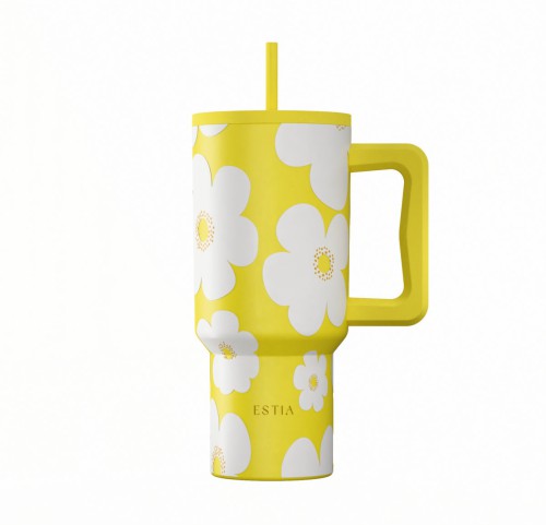Θερμός Straw Tumbler XL 900ml Estia Save The Aegean Yellow Daisy 01-41625