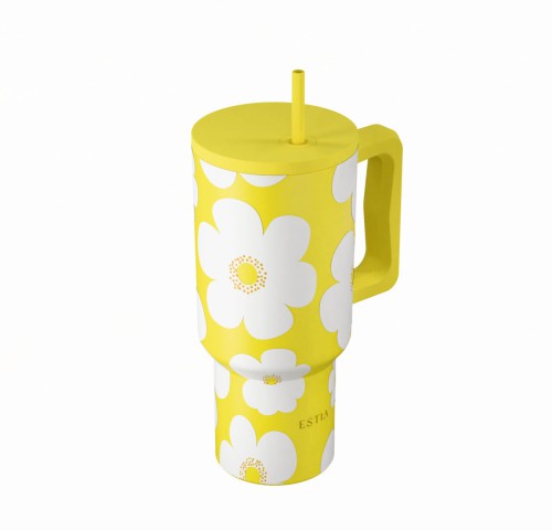 Θερμός Straw Tumbler XL 900ml Estia Save The Aegean Yellow Daisy 01-41625