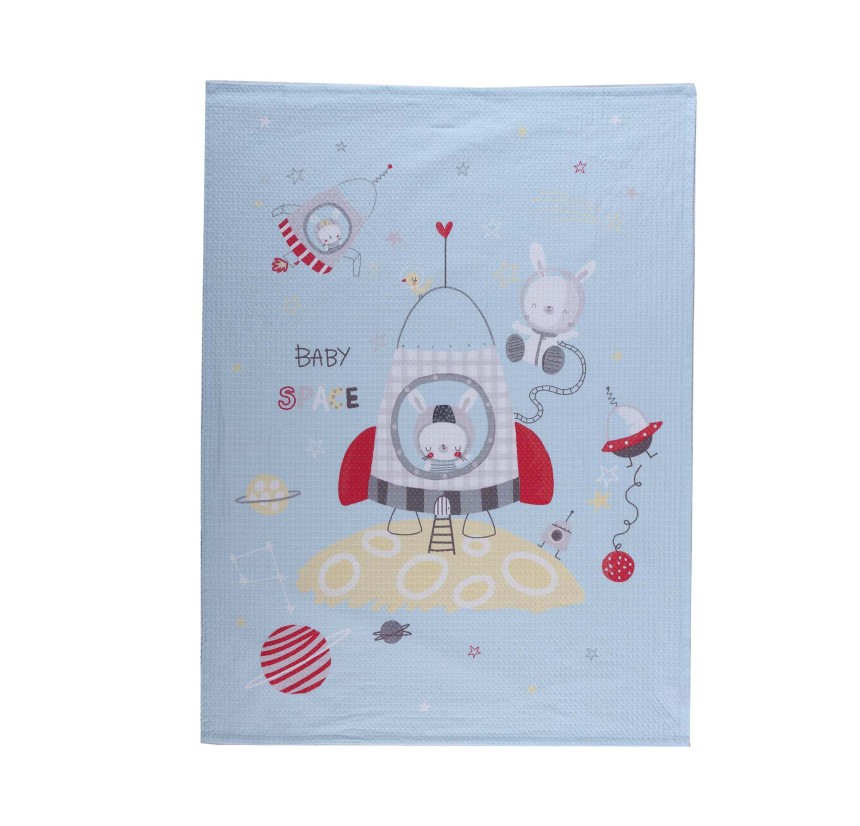 Πικέ Κουβέρτα Αγκαλιάς Nef - Nef Baby Space 80x110 Light Blue