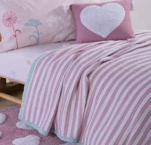 Παιδική Κουβέρτα Πικέ Μονή Nef-Nef Happy Stripe Pink