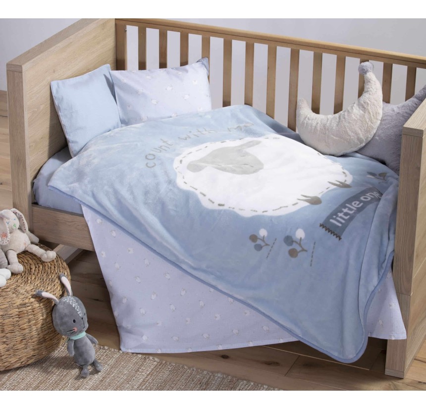 Βρεφική Κουβέρτα Αγκαλιάς 75x100 Nef-Nef Sweet Sheep Light Blue