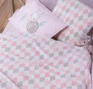 Βρεφική Κουβέρτα Fleece Αγκαλιάς 75x110 Nef-Nef Sweet Rhombus Pink