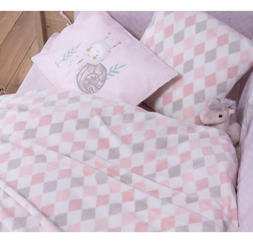 Βρεφική Κουβέρτα Fleece Αγκαλιάς 75x110 Nef-Nef Sweet Rhombus Pink