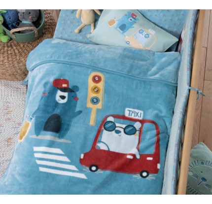 Βρεφική Κουβέρτα Αγκαλιάς 75x100 Nef-Nef Traffic Aqua