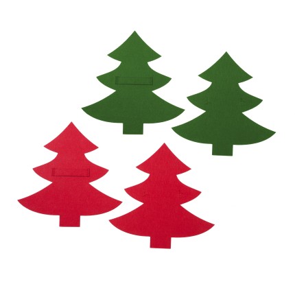 Χριστουγενιάτικη Θήκη Για Μαχαιροπίρουνα Σετ 4τμχ Felt Tree 24 Red