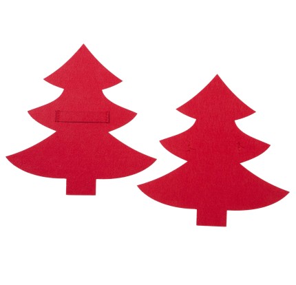 Χριστουγενιάτικη Θήκη Για Μαχαιροπίρουνα Σετ 4τμχ Felt Tree 24 Red