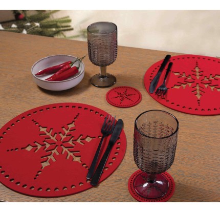 Χριστουγενιάτικο Σουβέρ Σετ 4τμχ Snow Flake 24 Red