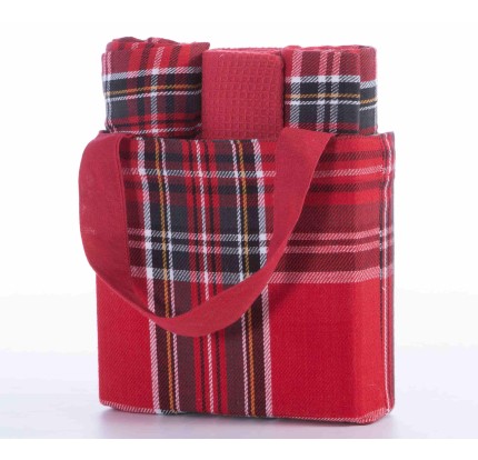 Χριστουγεννιάτικο Καλάθι με Πετσέτες Κουζίνας Σετ 3τμχ Santa Basket Red Χριστουγεννιάτικο Καλάθι με Πετσέτες Κουζίνας Σετ 3τμχ Santa Basket Red