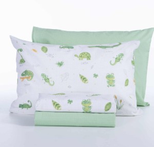 Παιδικά Σεντόνια Μονά (Σετ) Nef - Nef Cute Reptiles White/Green Παιδικά Σεντόνια Μονά (Σετ) Nef - Nef Cute Reptiles White/Green