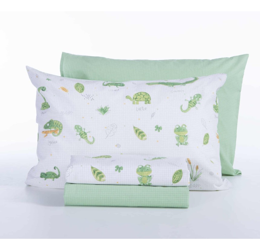 Παιδικά Σεντόνια Μονά (Σετ) Nef - Nef Cute Reptiles White/Green Παιδικά Σεντόνια Μονά (Σετ) Nef - Nef Cute Reptiles White/Green