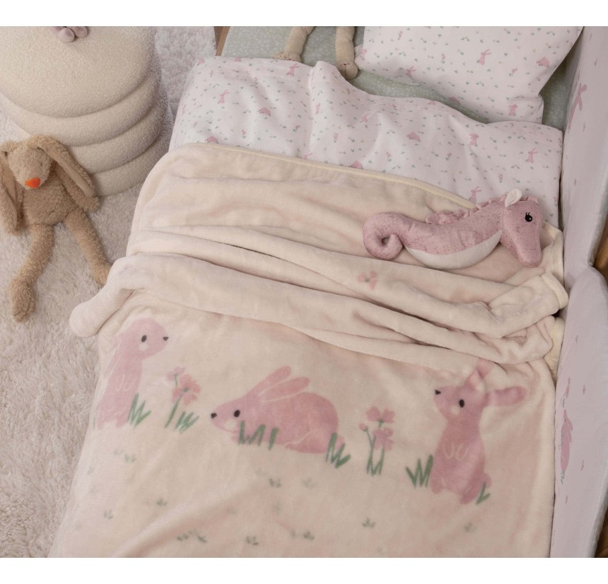 Βρεφική Κουβέρτα Κούνιας 100x140 Nef-Nef Country Bunny Ivory
