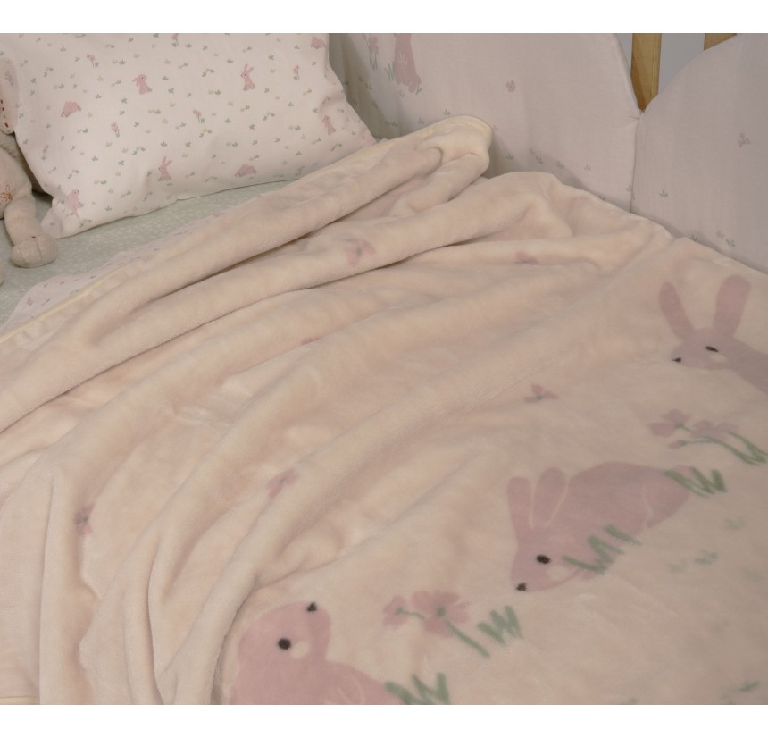 Βρεφική Κουβέρτα Κούνιας 100x140 Nef-Nef Country Bunny Ivory