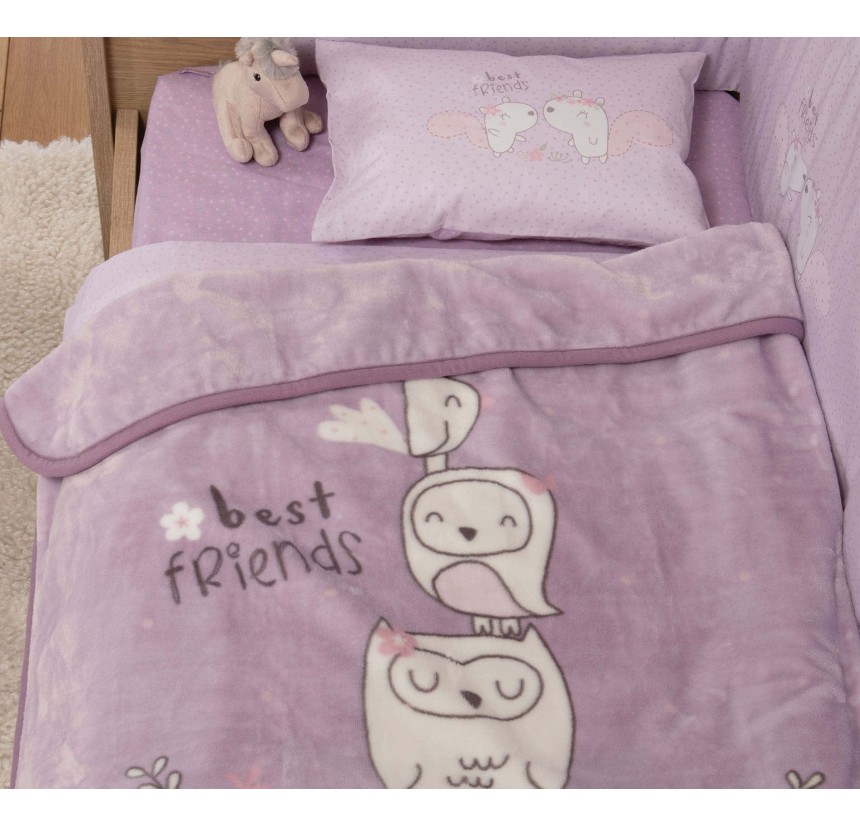 Βρεφική Κουβέρτα Κούνιας 100x140 Nef-Nef Best Friends Lilac