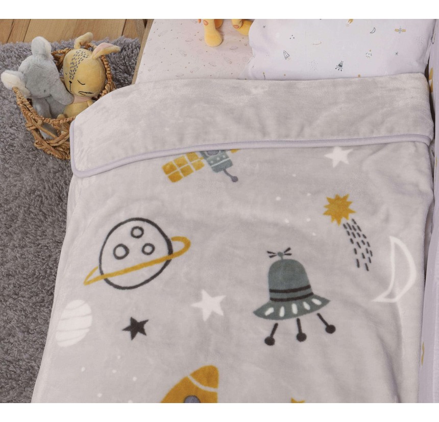 Βρεφική Κουβέρτα Κούνιας 100x140 Nef-Nef My Universe Cloud Grey