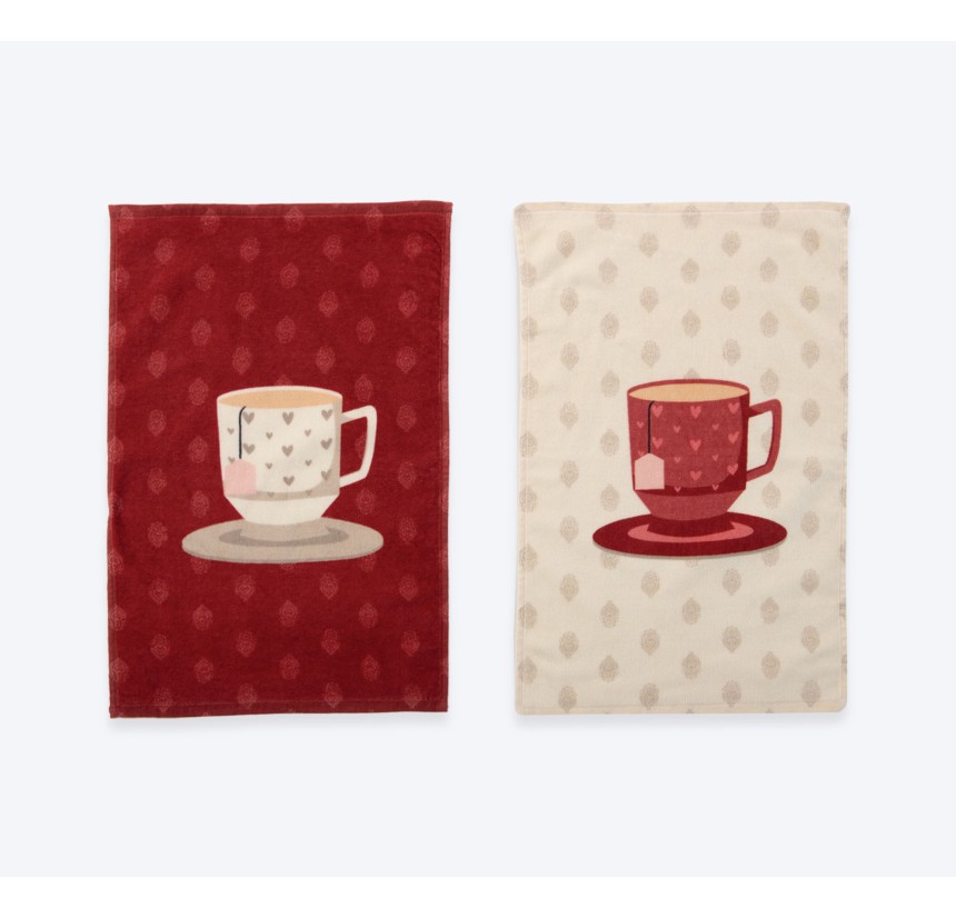 Πετσέτα Κουζίνας Βελουτέ  40x60 Nef-Nef Cup Of Tea Bordo