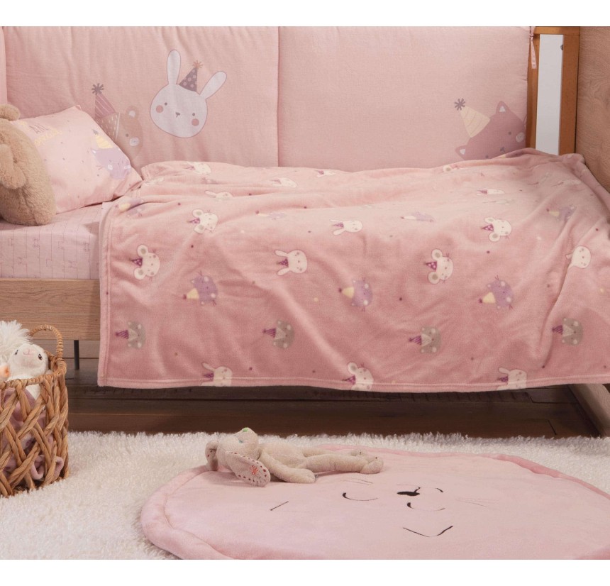 Βρεφική Κουβέρτα Fleece Κούνιας 110x150 Nef-Nef Special Party Pink
