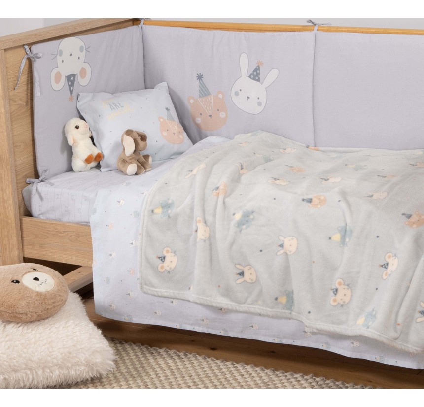 Βρεφική Κουβέρτα Fleece Κούνιας 110x150 Nef-Nef Special Party Blue