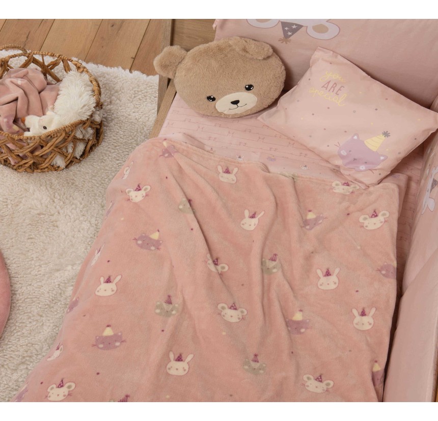 Βρεφική Κουβέρτα Fleece Κούνιας 110x150 Nef-Nef Special Party Pink