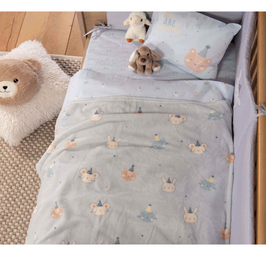 Βρεφική Κουβέρτα Fleece Κούνιας 110x150 Nef-Nef Special Party Blue