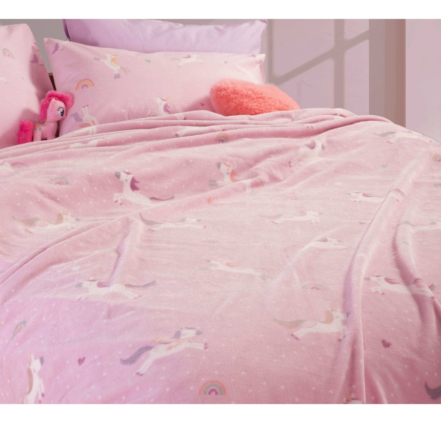 Παιδική Κουβέρτα Fleece Μονή Nef - Nef Unicorns Style Lilac