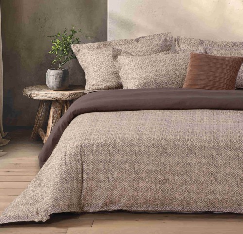 Σεντόνια Υπέρδιπλα (Σετ) Βαμβακοσατέν Nef - Nef Cardynal Beige/ Grey