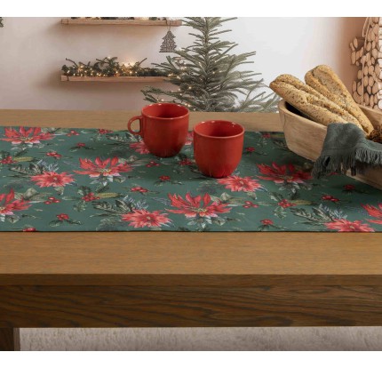 Χριστουγεννιάτικη Τραβέρσα 45x140 Nef-Nef Mistletoe Green