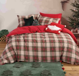 Σεντόνια Υπέρδιπλα Φανελένια (Σετ) Nef-Nef Noel Red/Grey