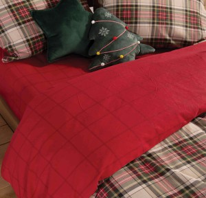 Σεντόνια Υπέρδιπλα Φανελένια (Σετ) Nef-Nef Noel Red/Grey