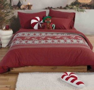 Παπλωματοθήκη Υπέρδιπλη Φανελένια (Σετ) Nef-Nef Tinsel Bordo