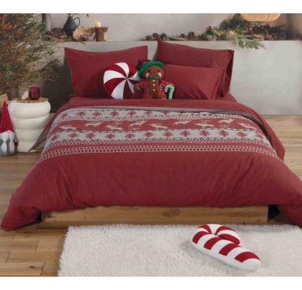 Παπλωματοθήκη Υπέρδιπλη Φανελένια (Σετ) Nef-Nef Tinsel Bordo