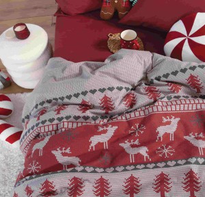 Παπλωματοθήκη Υπέρδιπλη Φανελένια (Σετ) Nef-Nef Tinsel Bordo