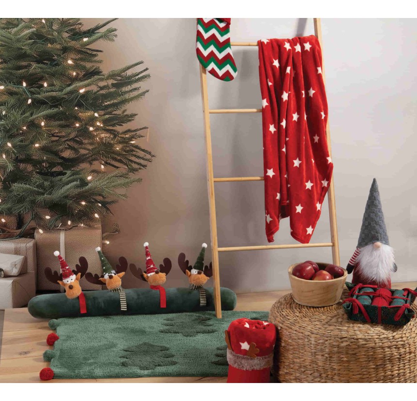 Χριστουγεννιάτικη Κουβέρτα - Διακοσμητικό Ριχτάρι 110x140 Nef-Nef Christmas Starlight Red/Red