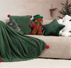 Χριστουγεννιάτικη Κουβέρτα - Διακοσμητικό Ριχτάρι 130x180 Nef-Nef Trees Of Joy Green