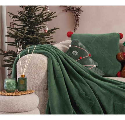 Χριστουγεννιάτικη Κουβέρτα - Διακοσμητικό Ριχτάρι 130x180 Nef-Nef Trees Of Joy Green